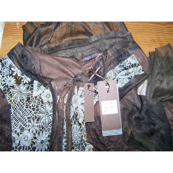 High Secret Dress Tunic Boho Festival Sheer Large Brown NWT - Picture 6 of 9